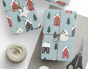 Inpakpapier Scandinavisch kersthuis