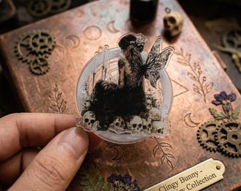 Soporte para teléfono de hadas oscuras, soporte acrílico para teléfono de hadas góticas con calaveras, soporte para teléfono de fantasía romántica, regalo de libros de la academia oscura