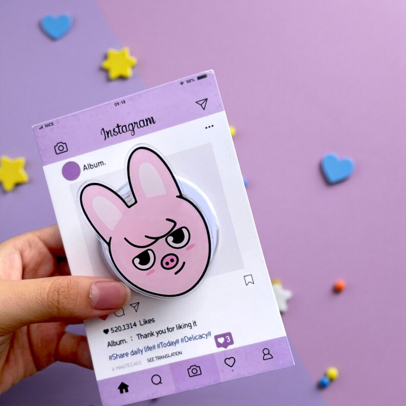 Personalized Kawaii Pink Rabbit-pig Magsafe Phone Grip – Magnetic Phone ...