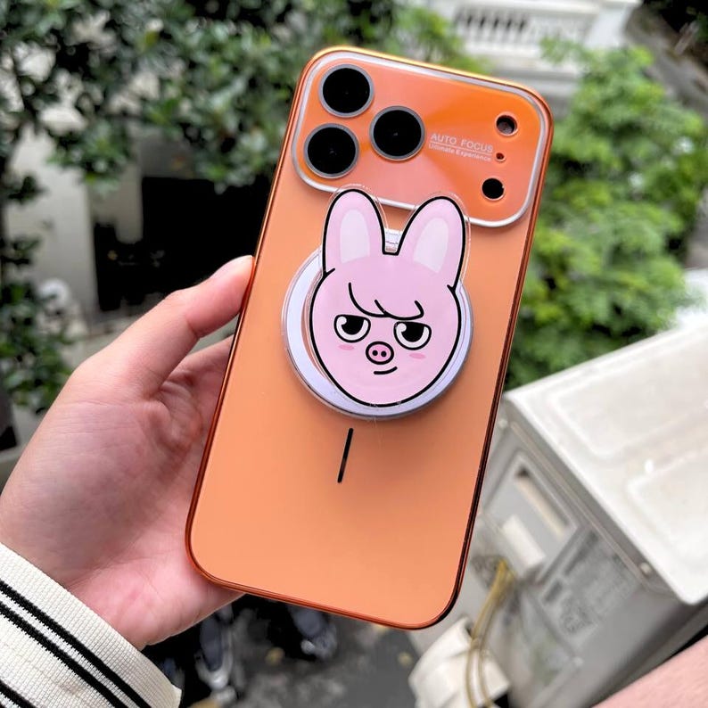 Personalized Kawaii Pink Rabbit-pig Magsafe Phone Grip – Magnetic Phone ...
