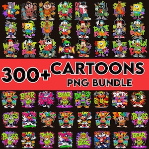 300+Cartoon Character PNG Bundle | Cute Clipart for Sublimation & T-Shirts | Transparent Background | Kawaii Kids Stickers Pack