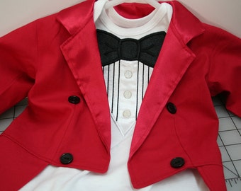 Circus Ringmaster Tuxedo Jacke mit Tails-Fully Lined in Satin-Geburtstag, Hochzeit, Fotoprop, Circus Ringmaster, Weihnachten, Neujahr