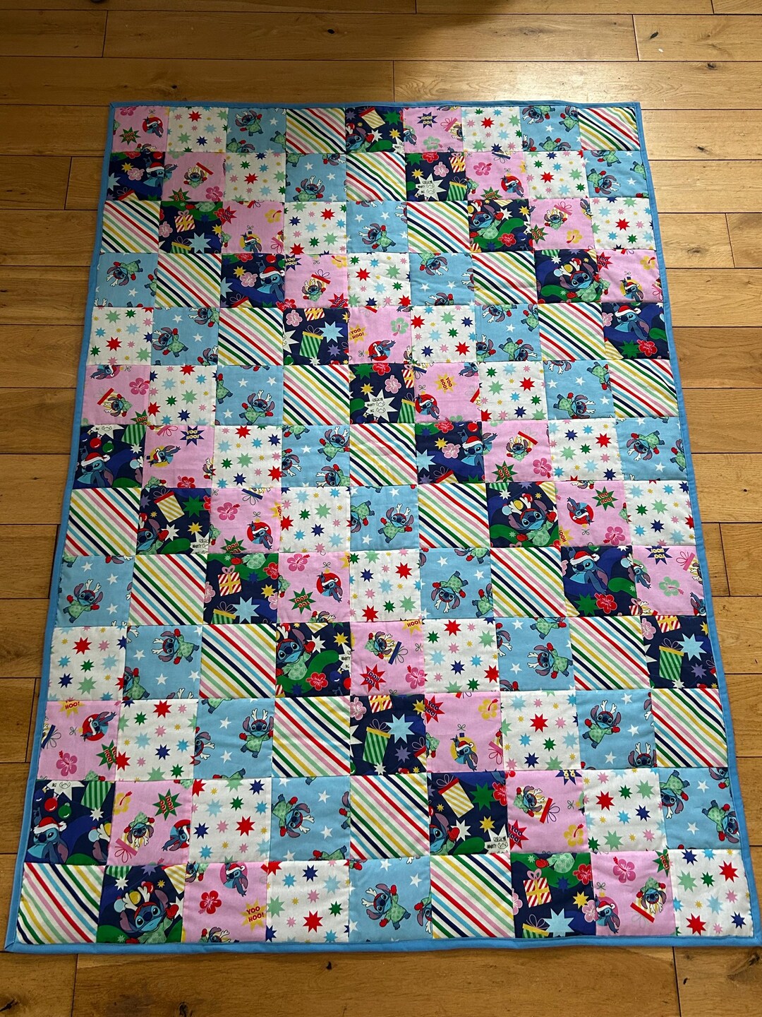 Disney Patchwork Handmade Disney Christmas Stitch Patchwork Quilt - Etsy