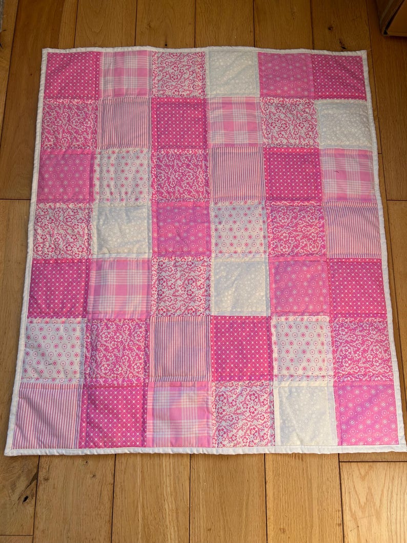Handmade Pink Patchwork Quilt 30”x26” - Etsy
