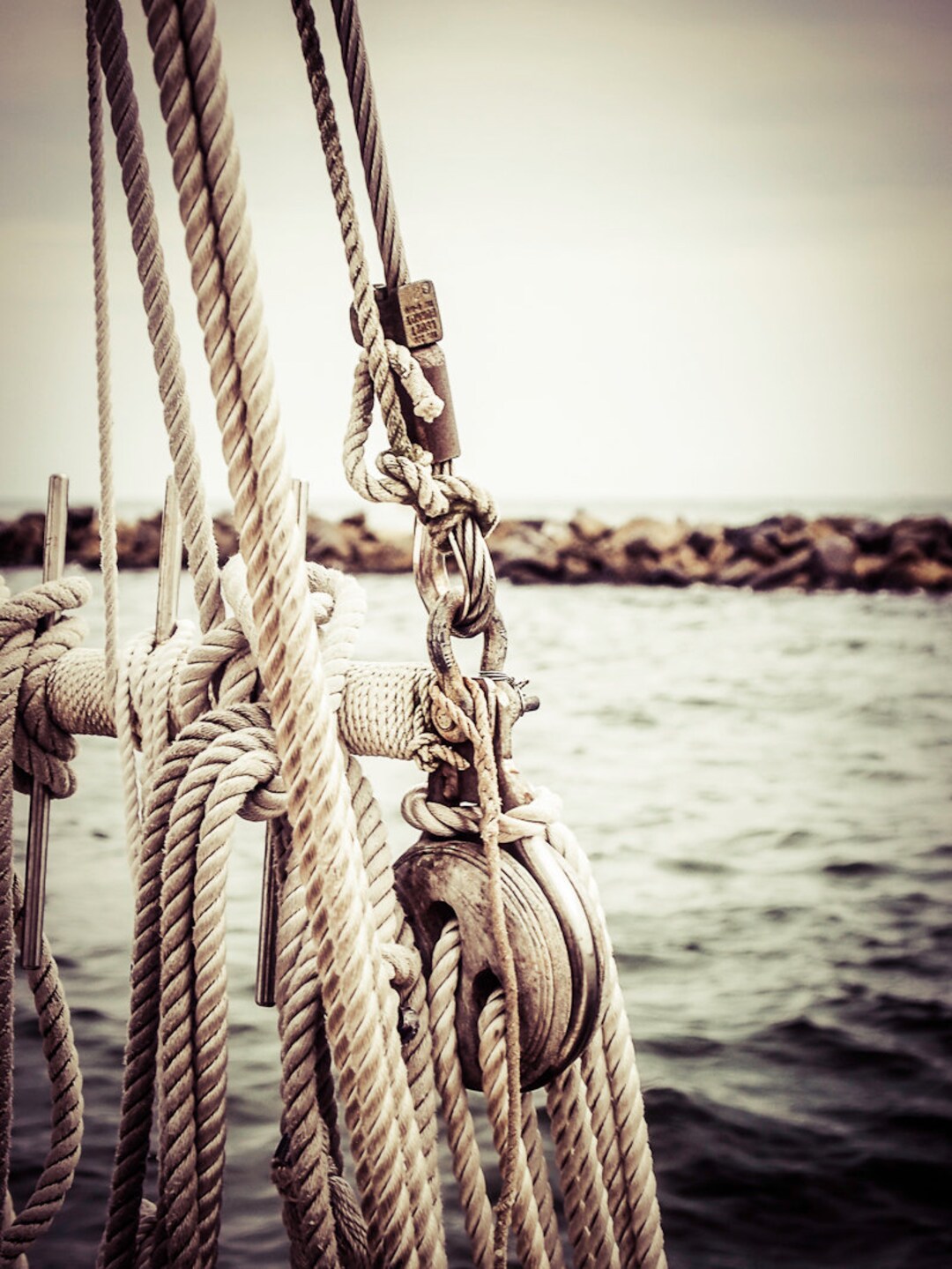 Coastal Ropes Sailboat Ropes Photograph Coastal Vintage Wall Art Print - Etsy