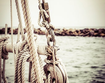 Customer Favorite Sailboat, sailing, sails, rope, coastal, sea, ocean, vintage, wall hanging, photograph, print, stylized
