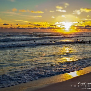 Sunset, ocean, beach sunset photography, fine art, ocean print, beach, waves, sand, clouds, coastal, wall art, home decor