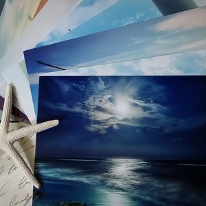 Personnalisable, ensemble de la côte sur le thème cartes postales, voiliers, plages, couchers de soleil, côte du golfe de la Floride, cartes de correspondance