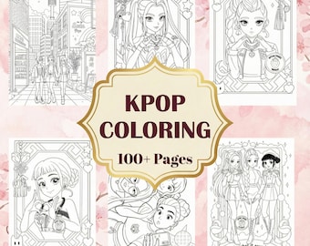 Mega Bundle de pages à colorier k-pop K-Pop Demon Hunt, pack d'activités imprimable pour enfants, adolescents, fête amusante, style anime PDF à téléchargement immédiat