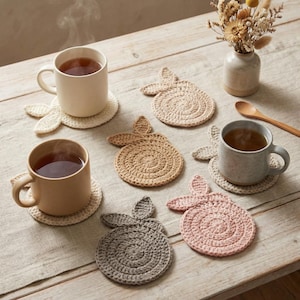 Crochet Bunny Coaster Pattern, Easter Coaster Crochet Pattern, Bunny Mug Rug Pattern, Easter Table Decor Crochet PDF Pattern