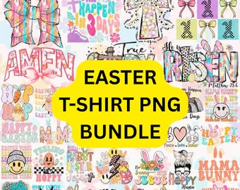 Plus de 200 T-Shirt de Pâques PNG Bundle, modèles de chemise lapin de Pâques, sublimation Pâques PNG, citations de Pâques drôles, printemps lapin graphique PNG