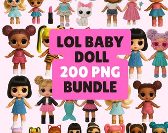LOL Baby Doll Clipart PNG | 200 jolies poupées | Fond transparent | Téléchargement numérique pour sublimation et créations manuelles