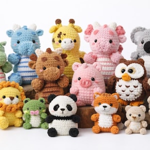 Méga lot de petits motifs au crochet PDF | Mini animaux amigurumi | Adapté aux débutants | Téléchargement instantané