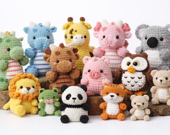 Méga lot de petits motifs au crochet PDF | Mini animaux amigurumi | Adapté aux débutants | Téléchargement instantané