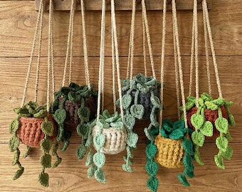 Modèle de plante à suspendre au crochet, modèle de cache-pot Amigurumi, lot de plantes au crochet, décoration d'intérieur bohème, modèle PDF adapté aux débutants