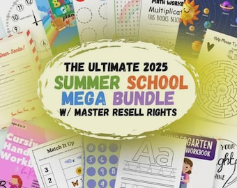 Mega Bundle de cours d'été | Feuilles de travail imprimables pour enfants | Pack d'apprentissage préscolaire et maternelle | Droits de revente