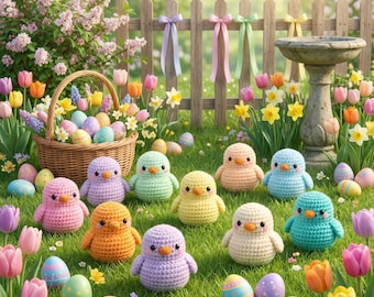 Modèle PDF de poussin de Pâques au crochet - Mini poussin Amigurumi - Jolie décoration printanière pastel - Convient aux débutants