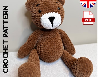 Ours en peluche Amigurumi Patron au crochet PDF | Tutoriel de peluche au crochet | Modèle de crochet facile pour débutant | Idée cadeau mignonne peluche