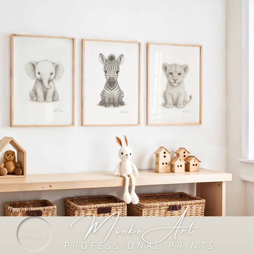 Safari Animal Prints Set | Neutral Nursery Art (digital Download) - Etsy
