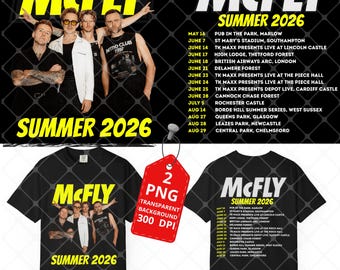 Archivo PNG de la gira de verano de McFly 2026 (descarga digital)