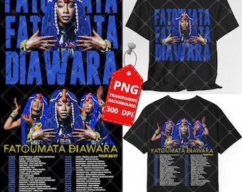 Archivo PNG de la gira Fatoumata Diawara 2026 para impresión en camisetas (descarga digital)