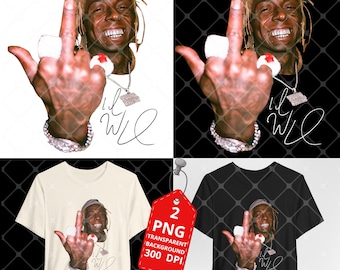 Lil Wayne PNG:  T-shirt design, Hip Hop Rapper (Digital Download)