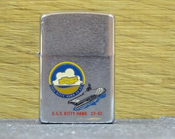 Vintage Metal Zippo, U.S.S. Kitty Hawk CV-63, Aircraft Carrier