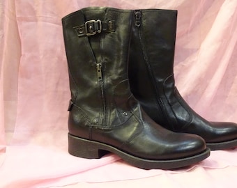 Bottes d'hiver Nero Giardini pour femmes, en cuir véritable noir - Fabriquées à la main en Italie