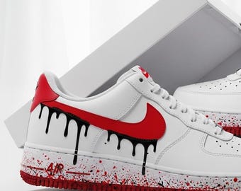 Red Drip Custom Air Force 1 | Ręcznie malowane trampki l Prezent na Walentynki
