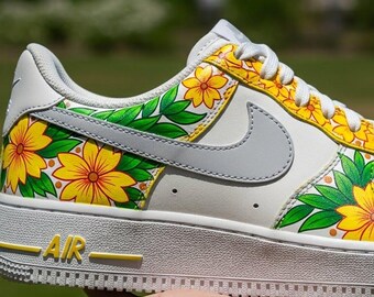 Custom Air Force 1 Sunflower Design Sneakers | Hand Painted Shoes | Birthday Gift l Wedding Gift for Bride l Summer Wedding Gift for Her