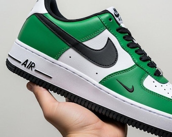 Green Colour Custom Air Force 1 | Hand-Painted Custom Sneakers l Valentine's Gift