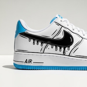 Custom Air Force 1 Sneakers | Blue Cartoon Line Art Shoes l Birthday Gift l Graduation Gift