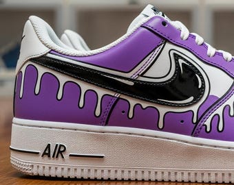 Purple Black Custom Air Force 1 | Hand-Painted Custom Sneakers l Graduation Gift 2026 | Birthday Gift for Her | Purple Art Shoes Gift