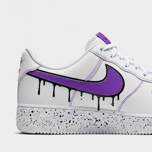 Purple Splash Custom Air Force 1 | Hand-Painted Shoes l Father's Day Gift l Graduation Gift 2026 | Birthday Gift | Purple Art Shoes Gift