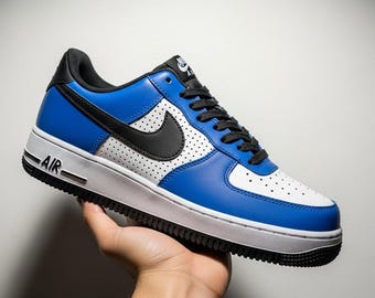 Blue Colour Custom Air Force 1 | Hand-Painted Custom Sneakers l Valentine's Gift