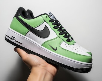 Light Green Colour Custom Air Force 1 | Hand-Painted Custom Sneakers l Valentine's Gift