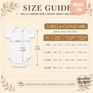 Bella Canvas Size Chart Bundle , BC 3001 3001Y 3001T 100B Adult Youth Toddler Baby Size Guide, Inches CM Size Chart, Family Shirt Size Chart imagen 6