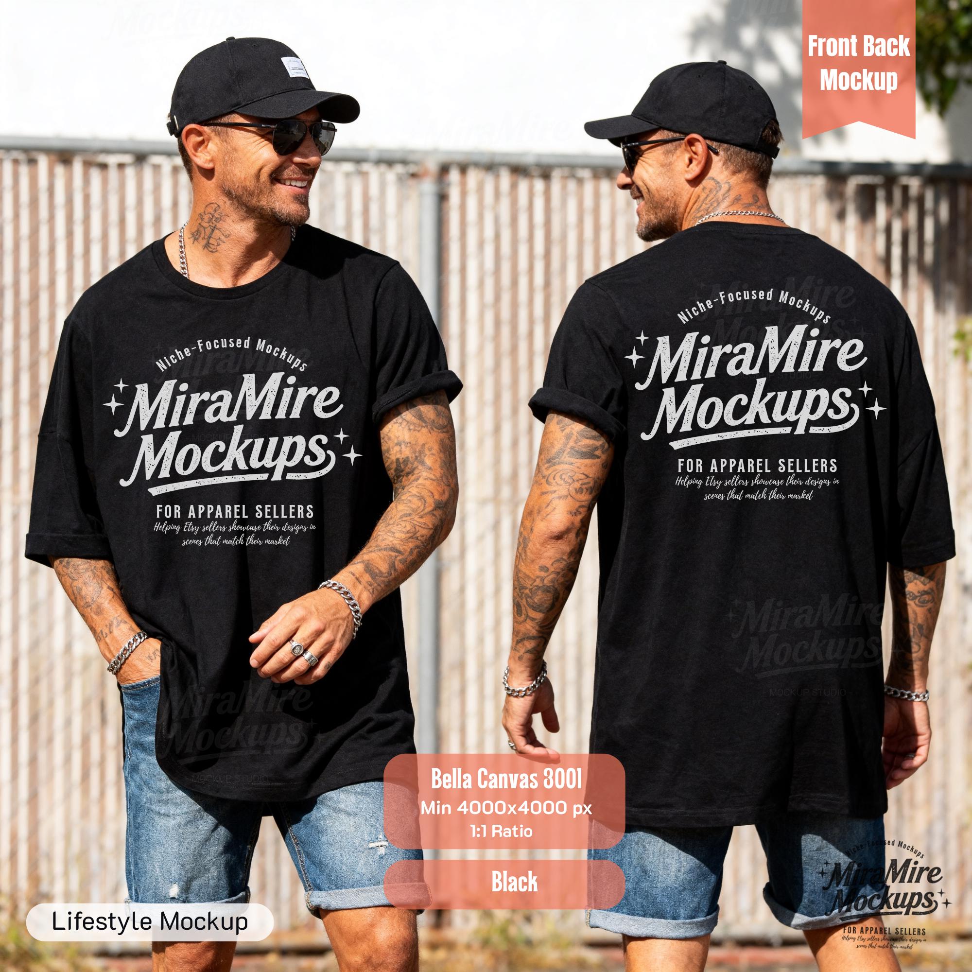 Dad Shirt Front and Back Mockup Bundle, Bella Canvas 3001 Mockup ...