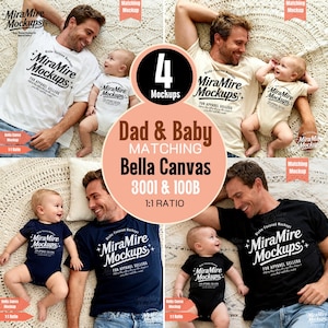 Dad and Baby Mockup Bundle, Bella Canvas 3001 Bundle, First Father Day Mockup Bundle, Dad And Baby Matching Mockups Bundle