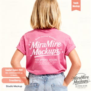 School Child Shirt Mockup, Kids Comfort Colors 9018 Mockup Bundle, Youth Front Back T-Shirt Mockup, Clean Lifestyle Aesthetic Mockup Bundle image 12