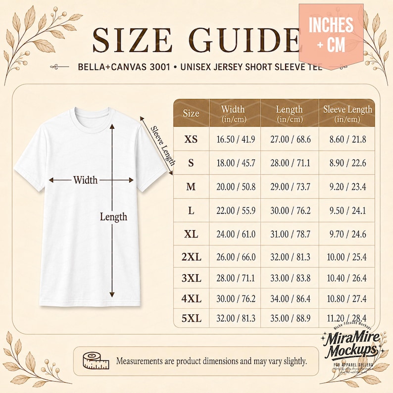 Bella Canvas Size Chart Bundle , BC 3001 3001Y 3001T 100B Adult Youth Toddler Baby Size Guide, Inches CM Size Chart, Family Shirt Size Chart imagen 4
