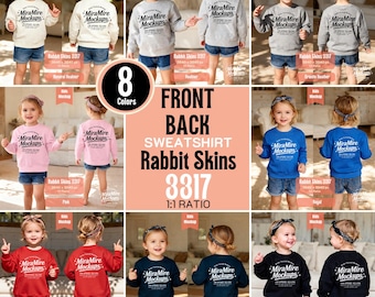Paquete de maquetas de sudaderas infantiles (parte delantera y trasera), paquete de maquetas Rabbit Skins 3317, paquete de maquetas de sudaderas para niños pequeños, maquetas infantiles (parte delantera y trasera)