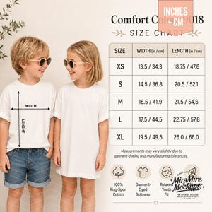 Siblings Comfort Colors 9018 Size Chart, Comfort Colors 9018 Youth Shirt Size Guide Bundle, Static Size Chart Kids T-Shirt Size Chart