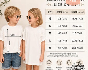 Siblings Comfort Colors 9018 Size Chart, Comfort Colors 9018 Youth Shirt Size Guide Bundle, Static Size Chart Kids T-Shirt Size Chart