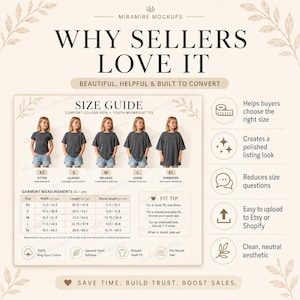 Editable Comfort Colors 9018 Youth Tee Size Guide Bundle, Canva Template Static + Video Size Chart, Kids Shirt Sizing Chart, POD Seller Tool image 8