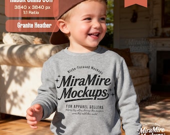 Kids Sweatshirt Mockup, Rabbit Skins 3317 Granite Heather Sweatshirt Mockup, Toddler Boy Sweatshirt Mockup, Kids Sweatshirt Mockup