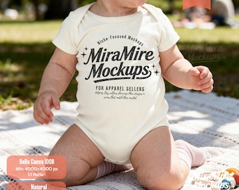 Summer Baby Mockup, Natural Bella Canvas 100B Mockup, Picnic Family Matching Mockup, Baby Announcement Mockup, Baby Models Lifestyle Mockup