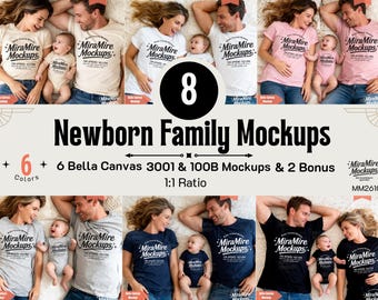 Mama and Baby Mockup Bundle, Newborn Family Matching Shirts, Bella Canvas 3001 100B, First Time Parents, Our First Christmas Mockup Bundle