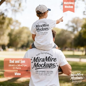 Mockup per schienali "Papà e figlio", mockup "White Bella Canvas 3001", mockup "Papà e figlio", mockup per la festa del papà, mockup coordinati per la famiglia