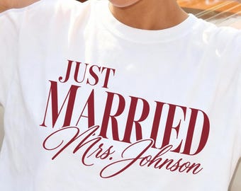 Just Married Shirt Comfort Colors® | Custom Mrs. Tee | Bridal Shower Gift